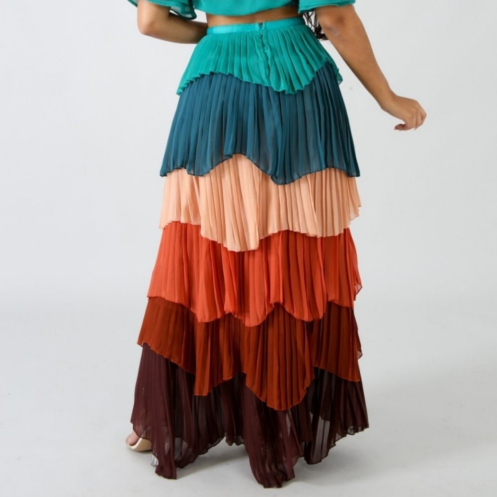 Colorful Multicolored Tiered Skirt - Picture 7 of 8